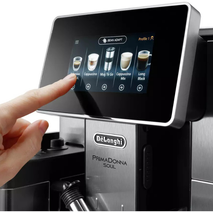 De'Longhi PrimaDonna Soul ECAM610.75.MB Bean to Cup Coffee Machine – Silver and Black