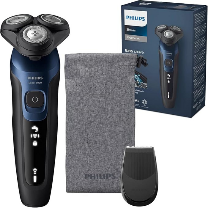 Philips Series 5000 Wet & Dry Electric Shaver S5465/18 with Trimmer & Travel Case - Metallic Blue