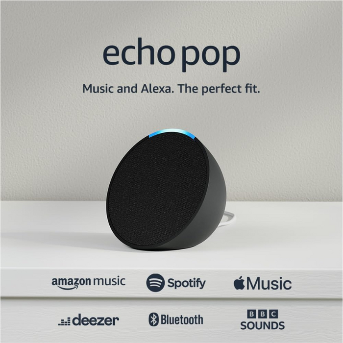 Amazon Echo Pop Smart Speaker with Alexa – Newest Gen, Compact Design - Charcoal