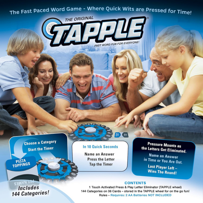 USAOPOLY TAPPLE Word Game – Fast-Paced Family Board Game for All Ages Race the Timer Educational & Fun – Black