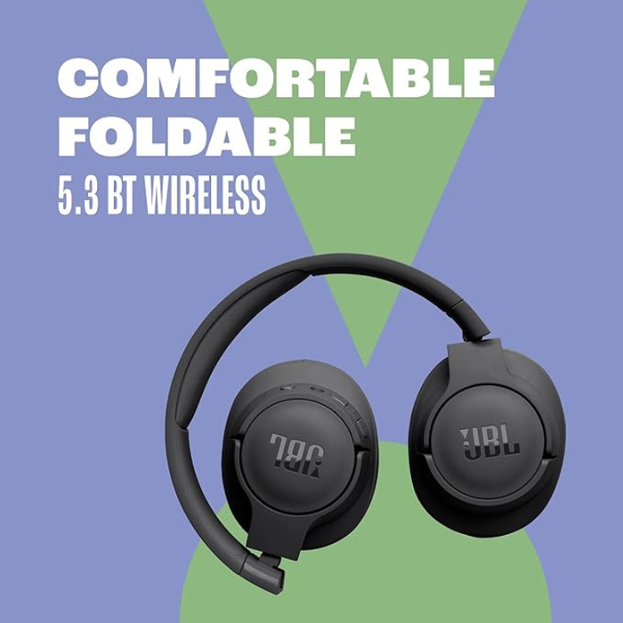 JBL Tune 720BT Wireless Over-Ear Headphones – Pure Bass Sound, Bluetooth 5.3, Hands-Free Calls, Audio Cable, 76-Hour Battery Life
