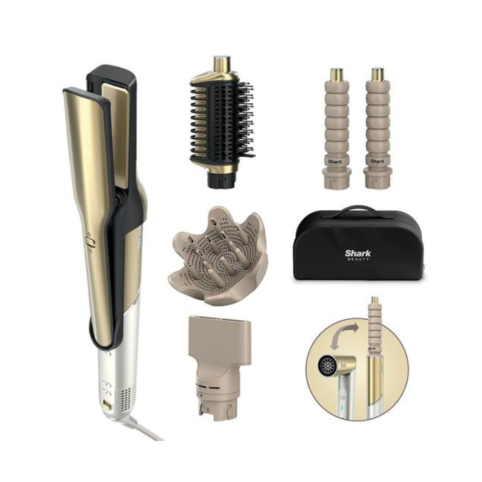 Shark Glam Straight, Waves & Curls Multi-Styler HD6052SUK – Premium 6-in-1 Hair Styler & Dryer with Ceramic Airflow Technology – Gold