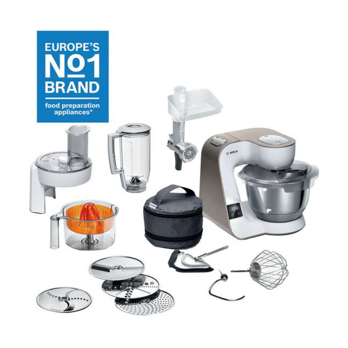 Bosch Creationline 8-in-1 Stand Mixer MUM5XW40G – 1000W, 3.9L Bowl, Integrated Scales & Timer – Champagne