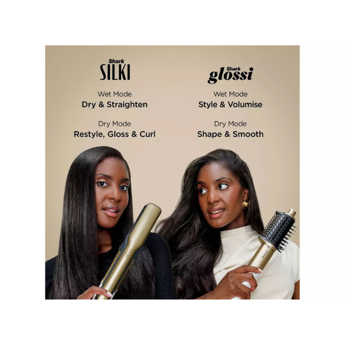 Shark Glam Straight, Waves & Curls Multi-Styler HD6052SUK – Premium 6-in-1 Hair Styler & Dryer with Ceramic Airflow Technology – Gold