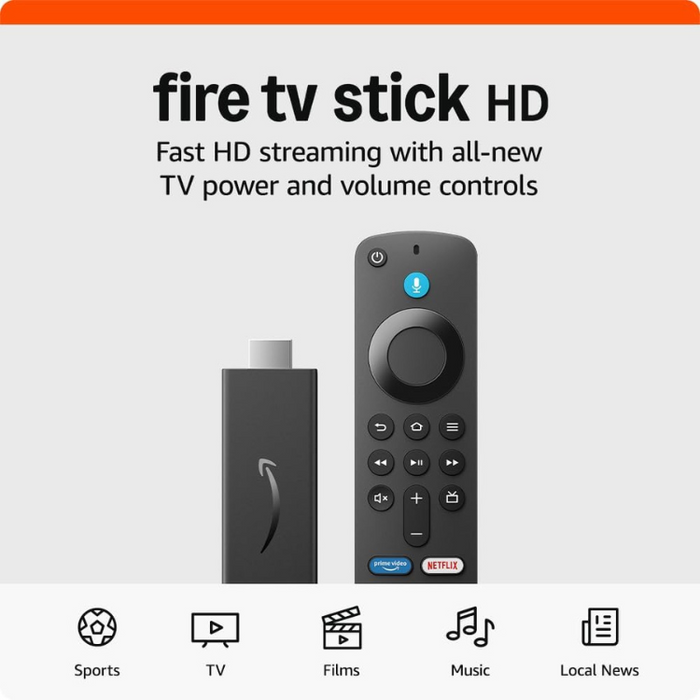 Amazon Fire TV Stick HD (2024) with Alexa Voice Remote & Live TV Guide