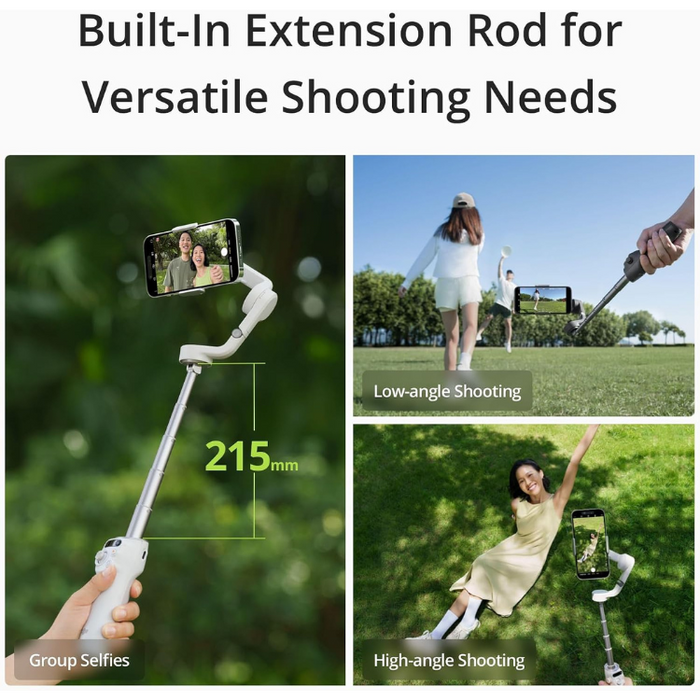 ﻿DJI Osmo Mobile 6 3-Axis Phone Gimbal Built-In Extension Rod Portable and Foldable Android & iPhone Gimbal - Slate Gray