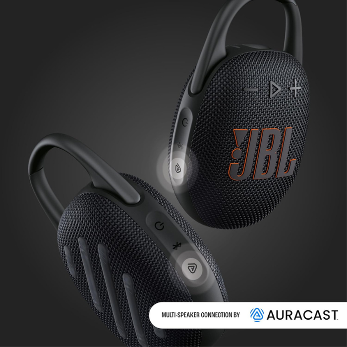 JBL Clip 5 Ultra-Portable Bluetooth Speaker – Powerful JBL Pro Sound, 12H Playtime, PlaytimeBoost, IP67 Waterproof & Dustproof, Built-in Carabiner – Black & Pink