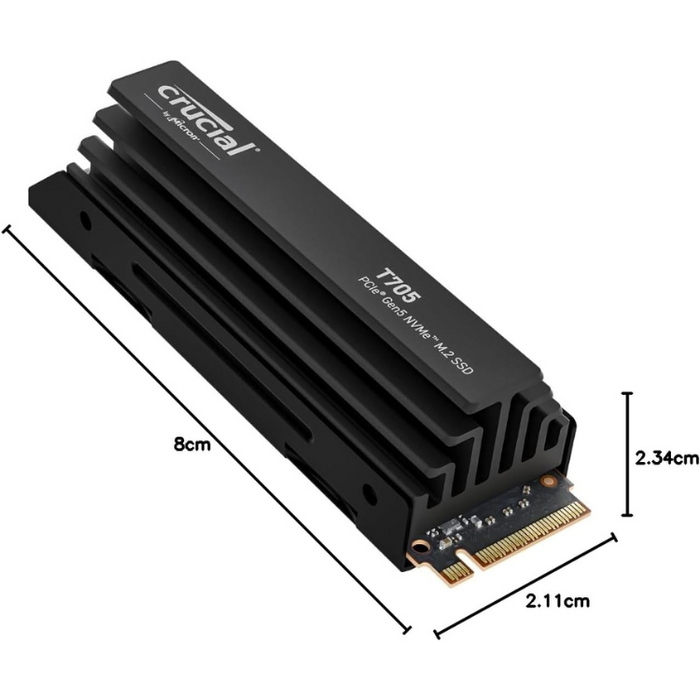 Crucial T705 1TB NVMe PCIe Gen5 M.2 Solid State Drive with Heatsink - Black