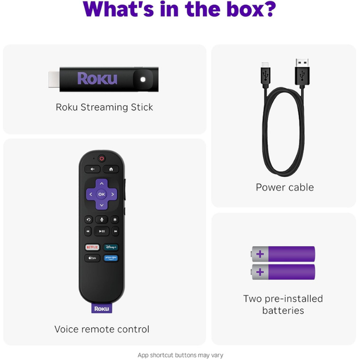 Roku Streaming Stick 2025 – HD Streaming Device with Voice Remote, Works with Alexa, Google Home & Apple AirPlay, Access to Free & Live TV