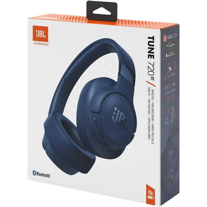 JBL Tune 720BT Wireless Over-Ear Headphones – Pure Bass Sound, Bluetooth 5.3, Hands-Free Calls, Audio Cable, 76-Hour Battery Life