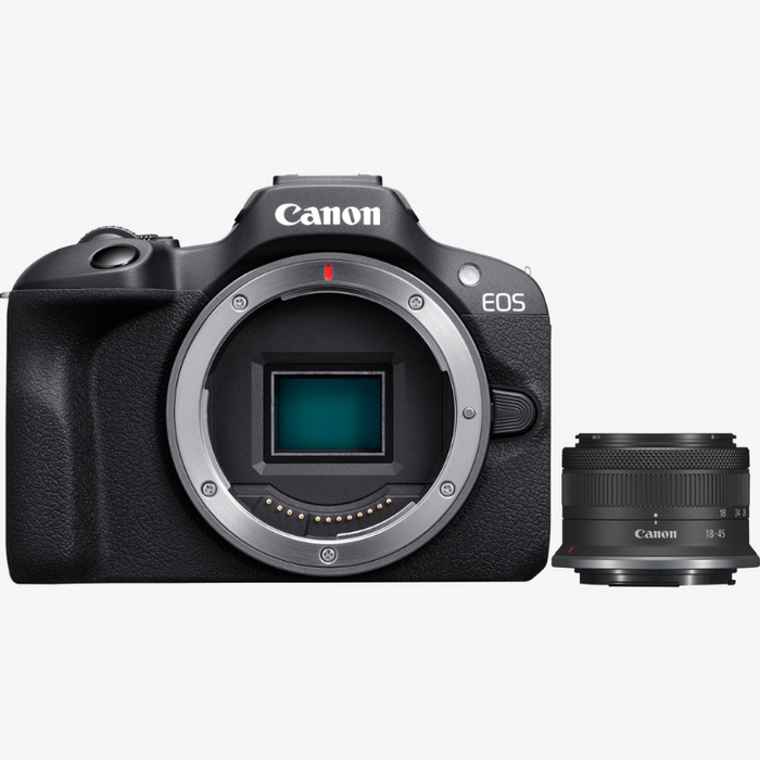 Canon EOS R100 Mirrorless Camera + RF-S 18-45mm F4.5-6.3 IS STM Lens Kit - Black