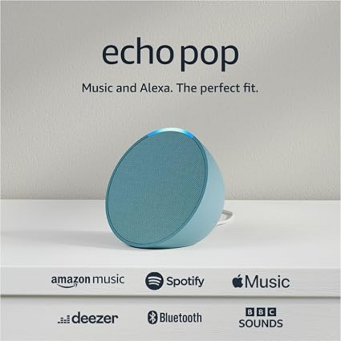 Echo Pop (Newest gen) Full sound compact Wi-Fi and Bluetooth smart speaker with Alexa - Glacier White/Midnight Teal/Lavender Bloom