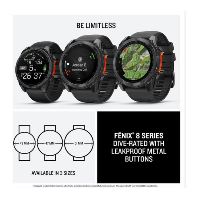 GARMIN fenix 8 AMOLED Smart Watch 51 mm - Slate Grey & Black