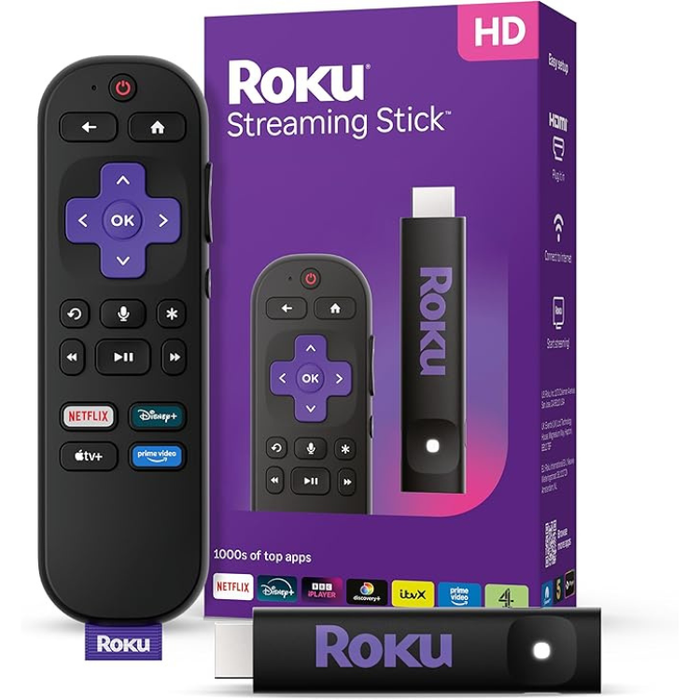 Roku Streaming Stick 2025 – HD Streaming Device with Voice Remote, Works with Alexa, Google Home & Apple AirPlay, Access to Free & Live TV